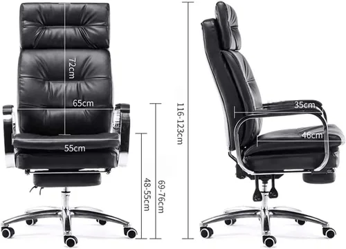 Miniatura 3 de Silla ejecutiva de oficina en casa grande y alta con reposapiés, sillas de escritorio ergonómicas de piel sintética, silla giratoria con altura