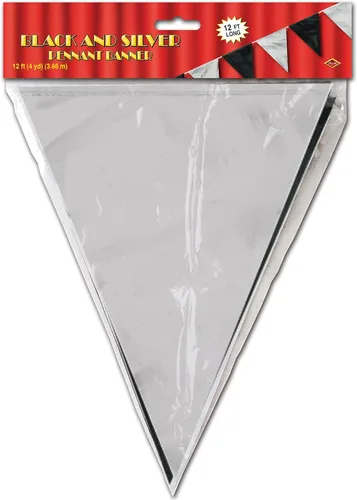 Miniatura 5 de Beistle Guirnalda de borlas de 8 pies-BLK/SI, 11 pulgadas x 12 pies, negro/plata