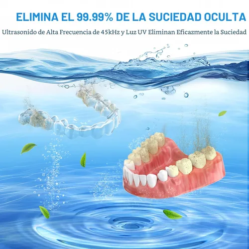 Miniatura 2 de Máquina Limpiadora Ultrasónica de Retenedores Mejorada, Limpiador Ultrasónico de 45kHz para Guardias Nocturnos, Brackets, Alineadores, Cepillos