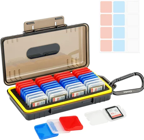 Miniatura 14 de Funda para tarjetas SD de 36 ranuras con 36 fundas individuales de plástico transparente para 36 tarjetas SD SDXC SDHC, resistente al agua