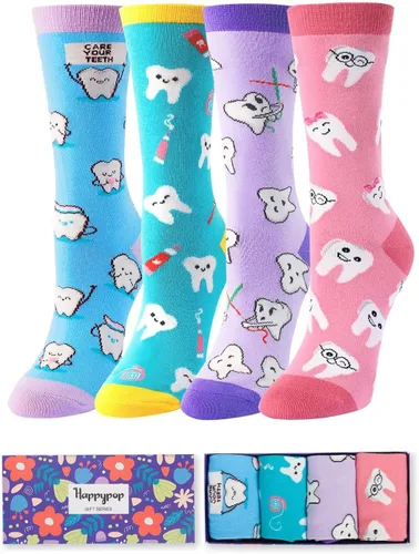 HAPPYPOP Regalos para enfermeras, asistentes dentales, regalos para dentistas para mujeres, regalos de dientes, calcetines de enfermera, calcetines