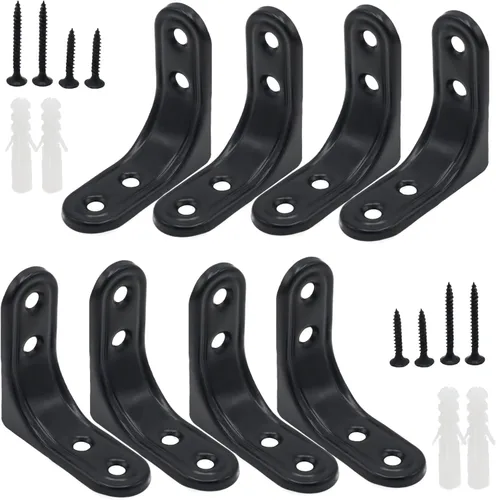 Miniatura 11 de 8 piezas de soportes en L de 2 pulgadas, soportes de esquina de montaje en pared resistentes en blanco para madera, estantes, gabinetes, soporte