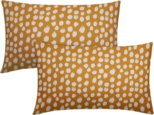 Miniatura 111 de Fundas de almohada marrón y blancas de 18 x 18 pulgadas, juego de 2 almohadas boho grises con lunares, fundas de almohada modernas estampadas