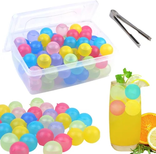 Miniatura 7 de BYTTME Cubos de hielo reutilizables con tapa y contenedor, paquete de 60 cubos de plástico para bebidas, libres de BPA, cubos de hielo reutilizables