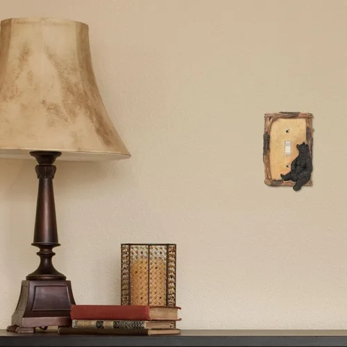 Miniatura 8 de BestGiftEver Black Bear on Logs - Placa de pared para decoración del hogar estilo cabaña Lodge Ideal para amantes de la naturaleza y la vida