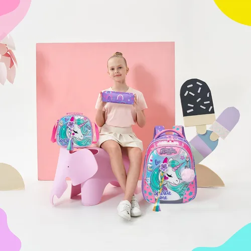 Miniatura 6 de Mochila para niñas de 16 pulgadas, mochilas para niñas para la escuela, mochila de lentejuelas con lonchera para estudiantes de primaria