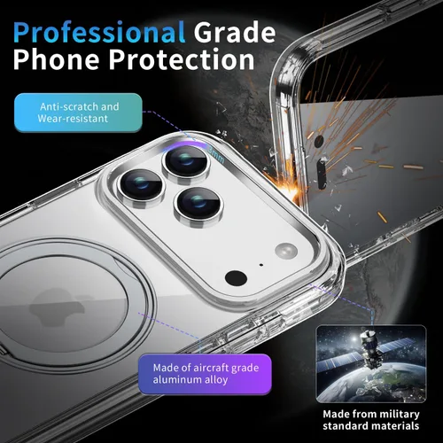 Miniatura 6 de Funda de privacidad para iPhone 17 Pro Max con soporte de 360° [protector de pantalla antiespía integrado] [anillo magnético] protección de cuerpo