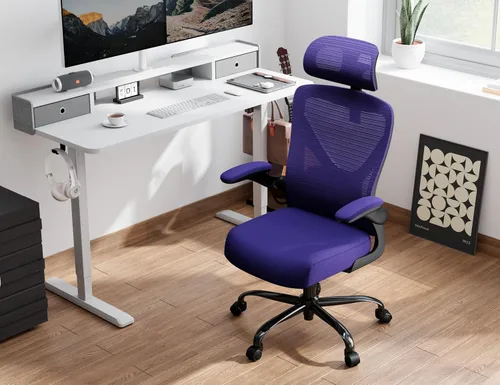 Miniatura 8 de Silla de oficina ergonómica con soporte trasero, silla ergonómica para computadora, sillas de escritorio de oficina en casa, asiento ancho de 330