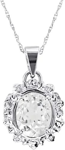 Miniatura 3 de Rylos Collares para mujer oro blanco de 14 quilates collar con colgante de ojo de tigre y diamante 0354 x 0276in joyería de piedras preciosas
