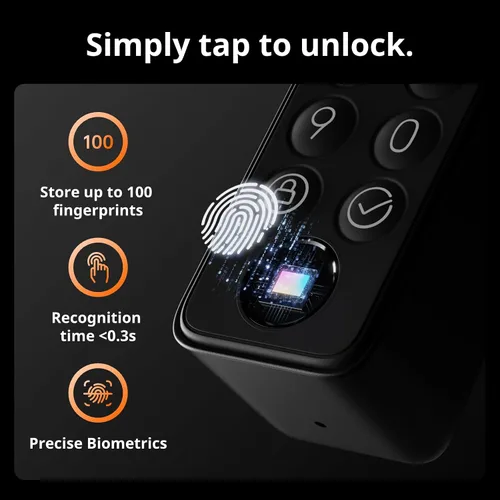 Miniatura 2 de SwitchBot WiFi Cerradura inteligente Pro con teclado táctil, cerradura de puerta de entrada sin llave con escáner de huellas dactilares, cerrojo