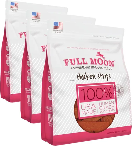 Miniatura 8 de Full Moon Tiras de Pollo, Golosinas Naturales y Saludables para Perros de Grado Humano, Sin Granos, Hechas en Estados Unidos, 0.68 Kilogramos