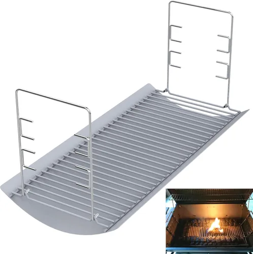 Miniatura 11 de LS'BABQ Piezas de repuesto para parrilla de carbón de 20 pulgadas con 2 ganchos para rejilla de fuego para parrillas de carbón Chargriller 5050