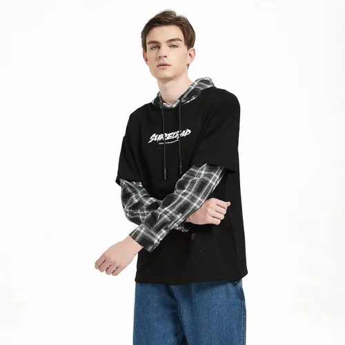Miniatura 5 de GURUNVANI Sudaderas con capucha de patchwork de estilo japonés Hombres Personajes Streetwear Sudadera con capucha para hombres