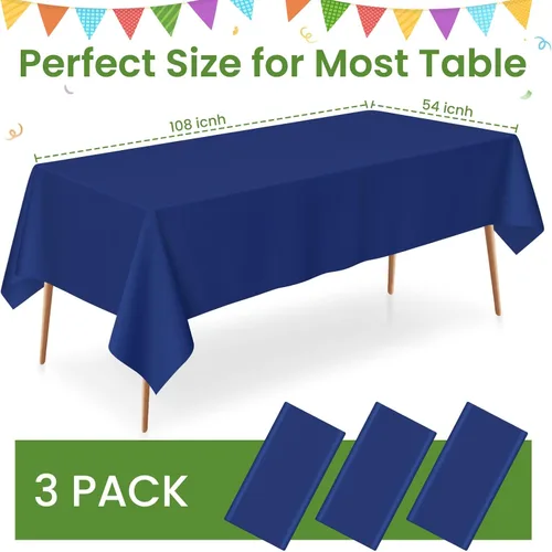 Miniatura 93 de Paquete de 6 manteles de plástico desechables azules y blancos a cuadros, manteles de plástico azules para fiestas, 54 x 108 pulgadas impermeables