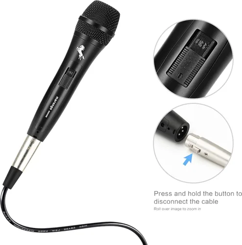 Miniatura 3 de Marengo Micrófono vocal dinámico para altavoz de karaoke, micrófono de mano con cable con interruptor de encendido y apagado y cable desmontable
