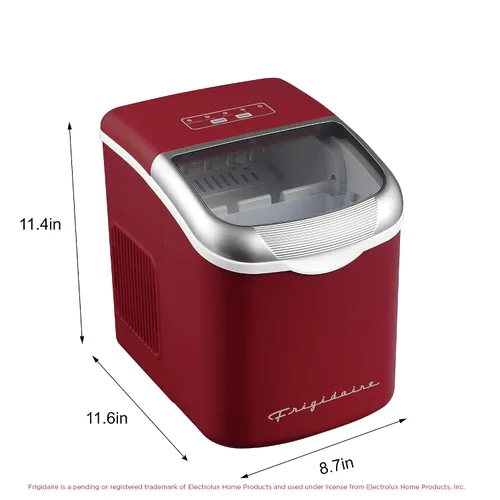 Miniatura 5 de FRIGIDAIRE Máquina de hacer hielo compacta retro, hielo bala, 26 libras por día (MerlotRed)