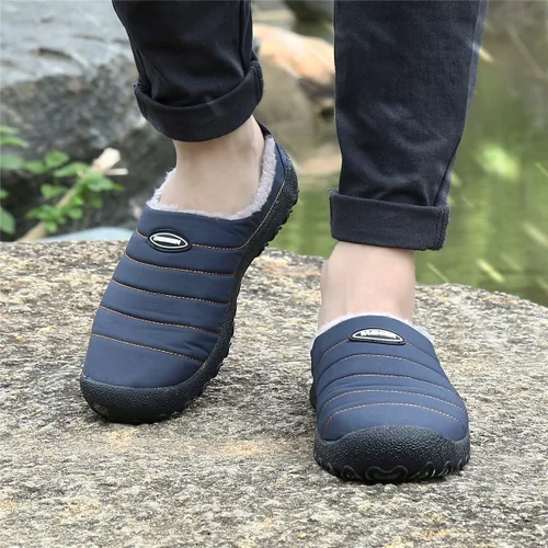 Miniatura 6 de UBFEN - Pantuflas cálidas de invierno para hombre y mujer con forro de felpa mullida, zapatos de casa con suela de caucho antideslizante
