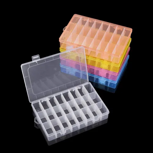 Miniatura 4 de Cajas de almacenamiento ajustables de plástico para joyas, 24 rejillas, caja de almacenamiento, cuentas de exhibición de joyas, aretes organizador