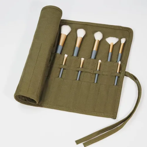 Miniatura 3 de ECHSRT Soporte para pinceles de pintura, estuche enrollable de almacenamiento para acuarelas acrílicas al óleo, soportes y organizadores, 30 Verde