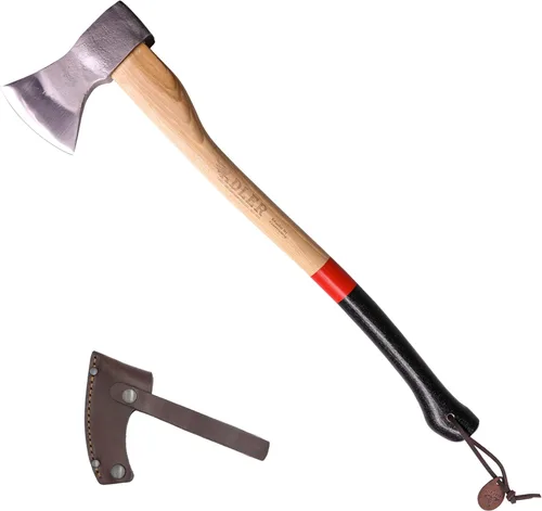 Miniatura 19 de Adler Rheinland - Hacha de camping con funda de cuero, forjado alemán, mango de nogal de 14 pulgadas, hacha compacta para senderismo, bushcraft