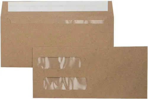 Miniatura 6 de LUXPaper Sobres de factura de doble ventana, despegar y prensar, 4 1/8 pulgadas x 9 1/8 pulgadas, bolsa de comestibles marrón, 70 libras, texto