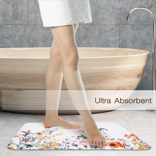 Miniatura 6 de Juego de alfombras y tapetes de baño, juego de 3 piezas de alfombra de baño, alfombra de baño de flores, ultra suave, absorbente, peluda, gruesa