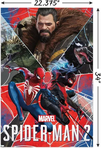 Miniatura 3 de Marvel's Spider-Man 2 - Póster de pared grupal, 34 pulgadas de largo x 22.4 pulgadas de ancho, versión sin marco