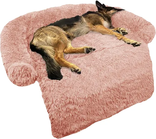 Miniatura 42 de Cama calmante para perro, tapete de felpa esponjoso para perros con protector de muebles con funda extraíble lavable para perros y gatos grandes