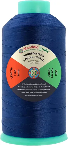 Miniatura 160 de Mandala Crafts - Hilo de nailon para coser cuero, tapicería, mezclilla y para trenzar el pelo; resistente, 1500 yardas, tamaño 69 T70 Marrón