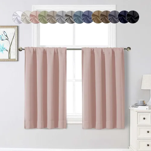 Miniatura 116 de Cortinas opacas para dormitorio, sala de estar, juego de 2 paneles de 54 pulgadas de largo, cortinas de oscurecimiento de habitación con aislamiento