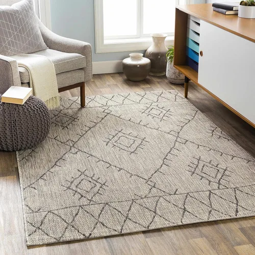 Miniatura 34 de Hauteloom Eris - Alfombra para exteriores, alfombra de patio para porche, exterior, alfombra impermeable, geométrica, marrón, crema, beige, 2 x 2