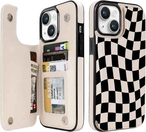 Miniatura 41 de uCOLOR Funda compatible con iPhone 15 de 6.1 pulgadas con ranura para tarjetero, función atril, doble cierre magnético y bloqueo RFID, funda de 6.1