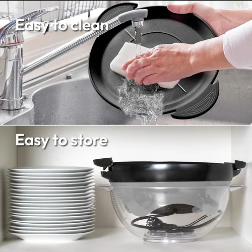 Miniatura 6 de Gadgy Máquina de palomitas de maíz – Máquina eléctrica de 800 W para hacer palomitas de maíz de aceite caliente con placa antiadherente, tapa