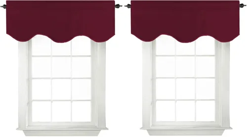 Miniatura 37 de Turquoize - Cenefa opaca para ventanas de cocina/baño/sala de estar/dormitorio con aislamiento térmico, cenefa festoneada con bolsillo para Aqua