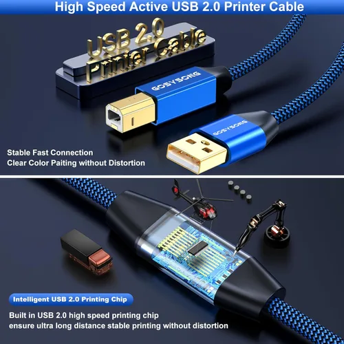 Miniatura 2 de Cable USB A a B activo de 40 pies - Cable USB de alta velocidad largo para impresora