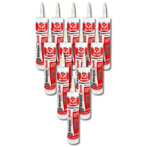 Miniatura 9 de Red Devil 0406 Masilla y sellador acrílico de silicona, 100% impermeable, pintable, masilla blanca para cocina, baño, ventana, con Duraguard, 5.5