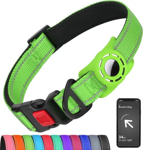 Miniatura 18 de AirTag - Collar de perro con soporte AirTag compatible con AirTag, acolchado suave reflectante, hebilla de bloqueo de seguridad, nailon ajustable