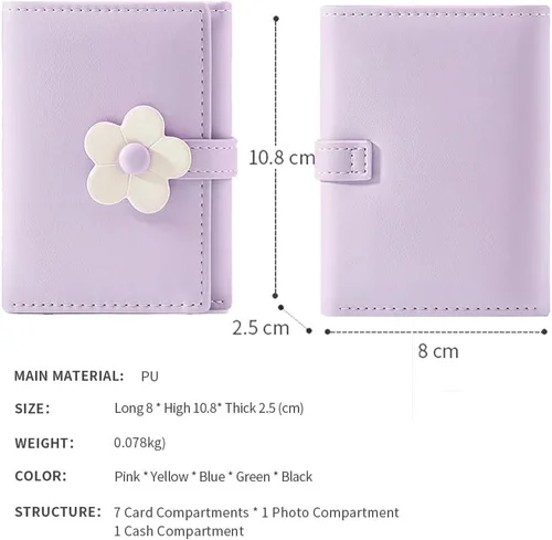 Miniatura 3 de MEISEE Billetera pequeña para niñas y mujeres, billetera de tres pliegues, bolsillo para efectivo, con estampado de flores, monedero con ventana