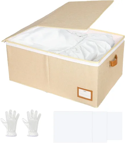 Miniatura 9 de Lukeline Caja de almacenamiento para vestidos de novia, caja de preservación de vestidos de novia con tapa, organizador plegable sin ácidos con 1