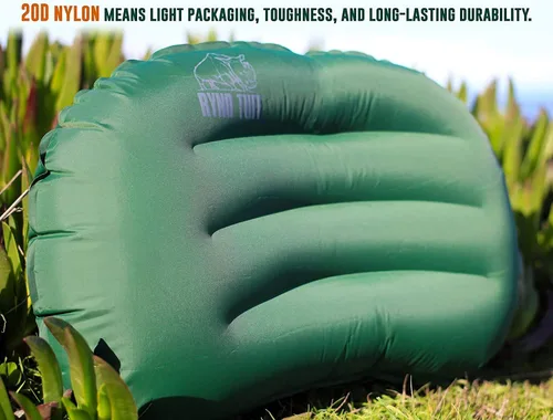 Miniatura 5 de Ryno Tuff Almohada inflable para acampar al aire libre con tela de punto para soporte lumbar del cuello, almohada inflable aislada de viaje