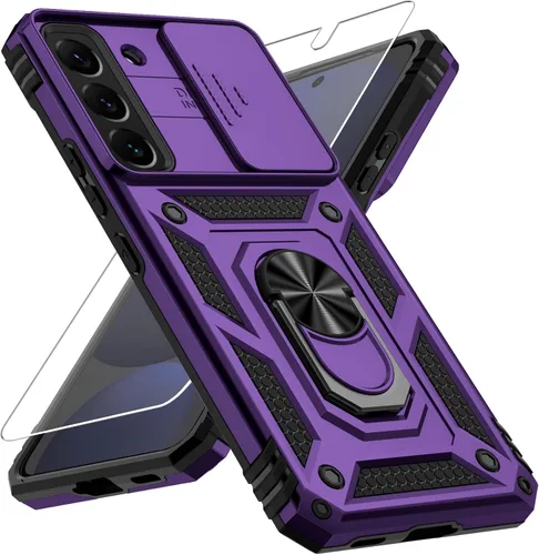 Miniatura 13 de Funda para Samsung Galaxy S22 Plus con cubierta para lente de cámara, protector de pantalla HD, protección contra caídas de grado militar de 10 Negro