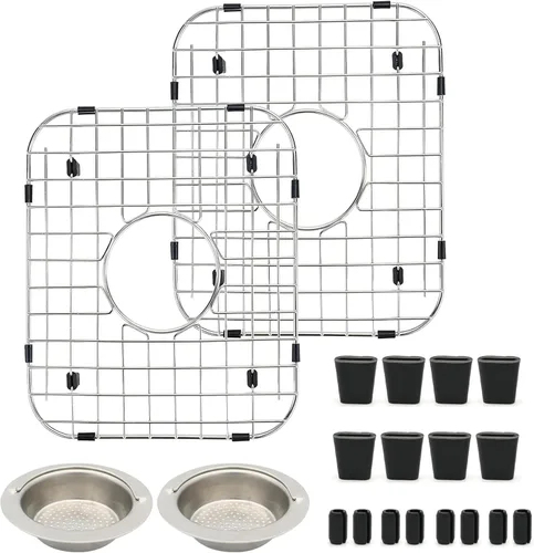 Miniatura 7 de Paquete de 2 rejillas de fregadero de 11-3/4 pulgadas x 13-7/8 - Estante protector de fregadero de cocina de acero inoxidable 304 resistente