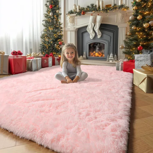Miniatura 59 de Alfombras moradas para dormitorio de niñas, alfombra de 5 x 8 pies, alfombra peluda esponjosa para sala de estar, alfombras peludas gruesas
