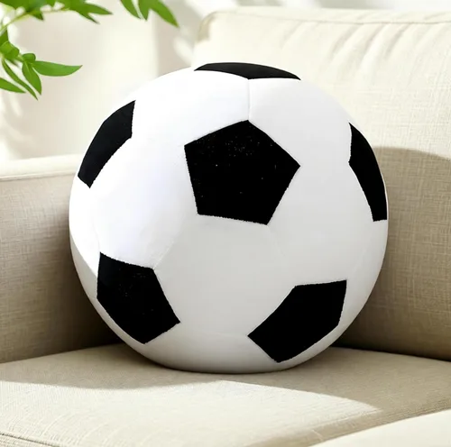 Almohada de balón de fútbol, fútbol de peluche suave, bola esponjosa y esponjosa, felpa blanca y negra, decoración de habitación, regalo de