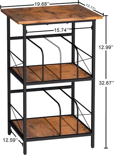 Miniatura 2 de Soporte para tocadiscos con 4 divisores ajustables, almacenamiento de discos de vinilo con capacidad para 200 LPs, mesa auxiliar de 3 capas, mesa