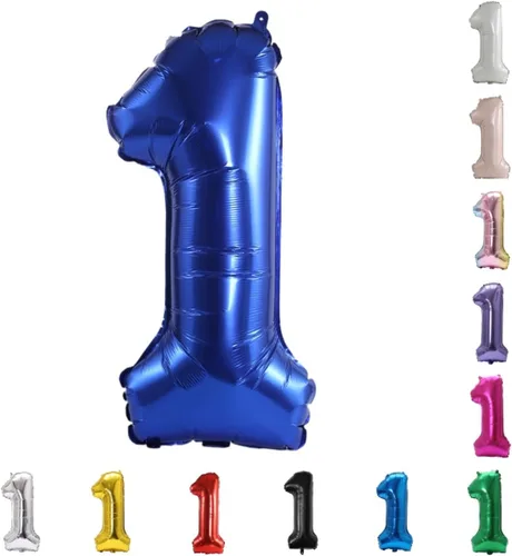 Miniatura 145 de YPSelected Globo grande de 32 pulgadas de helio con números 0-9 de papel de aluminio azul para cumpleaños, bodas y fiestas (Azul, 3)