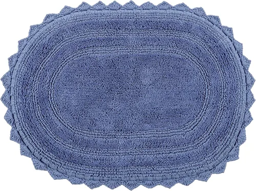 Better Trends Lilly Crochet - Alfombras ovaladas de baño y alfombras reversibles de 17 x 24 pulgadas, alfombras de baño para baño, lujosa alfombra