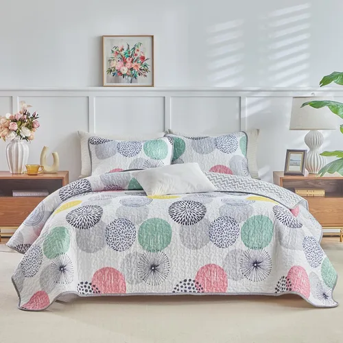Miniatura 6 de UOZZI BEDDING Juego de edredón reversible de 3 piezas, tamaño King de 102 x 90 pulgadas, suave microfibra ligera, juego de edredón de verano, manta
