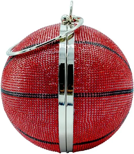 Miniatura 33 de UMREN Bolso cruzado con forma de baloncesto para mujer, con diamantes de imitación, bola redonda de cristal, bolso de mano para fiesta de boda