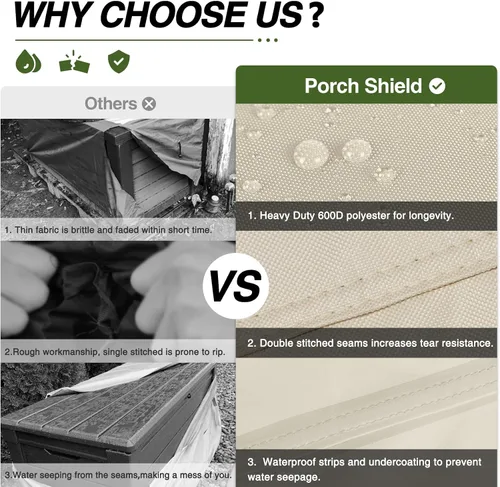 Miniatura 4 de Porch Shield - Caja de almacenamiento para cubierta de terraza - Cubierta impermeable al aire libre 600D para caja de 73 galones, resistente a